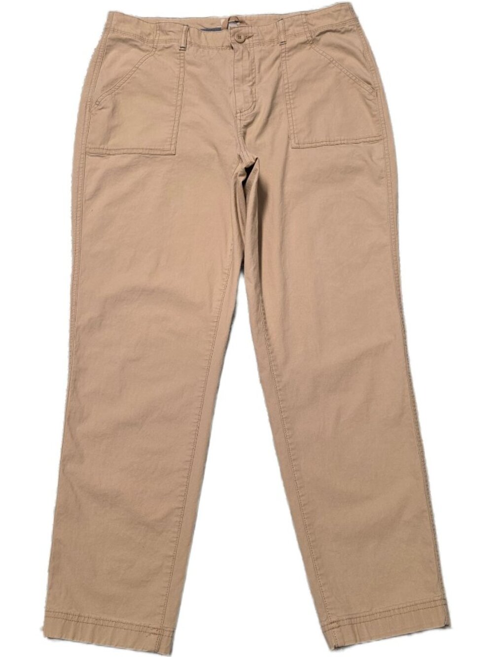 LL Bean Favorite Fit Utility Pants 12 Reg Sand Beige Ripstop Straight Trousers
